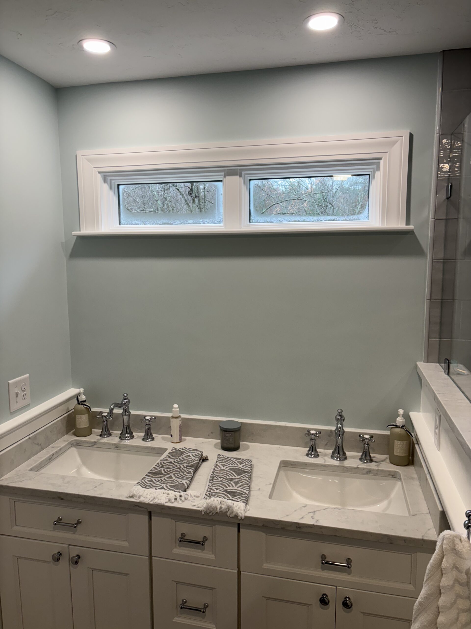 Finished bathroom renovation by KBK Woodworking on the North Shore