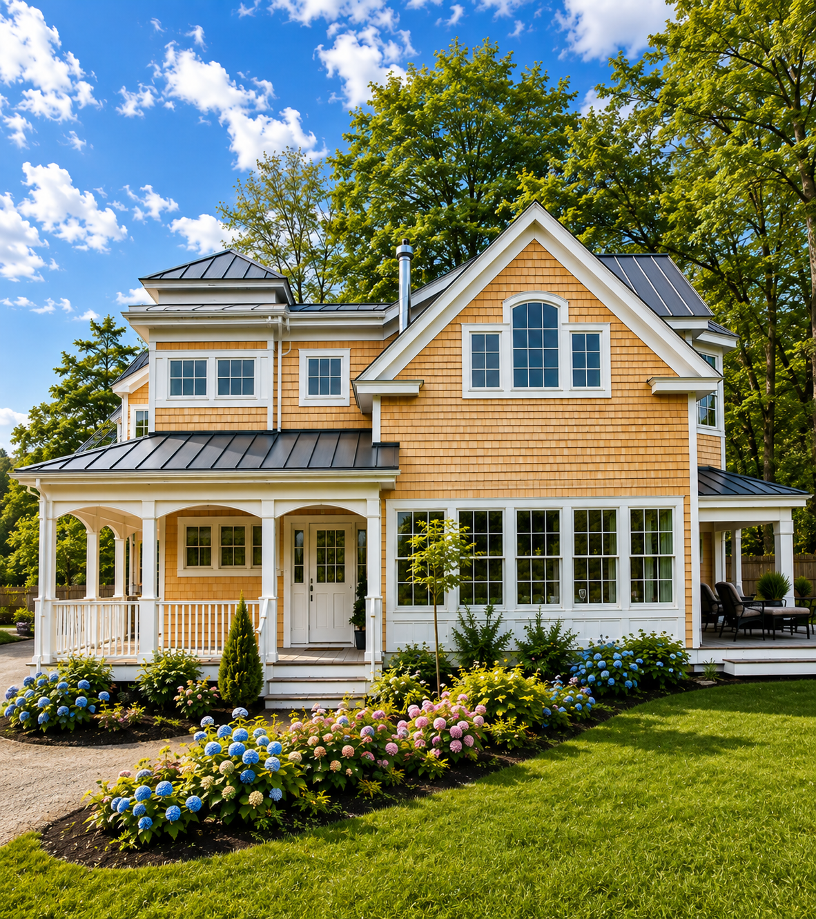 Completed custom home illustrating new-home construction by KBK Woodworking